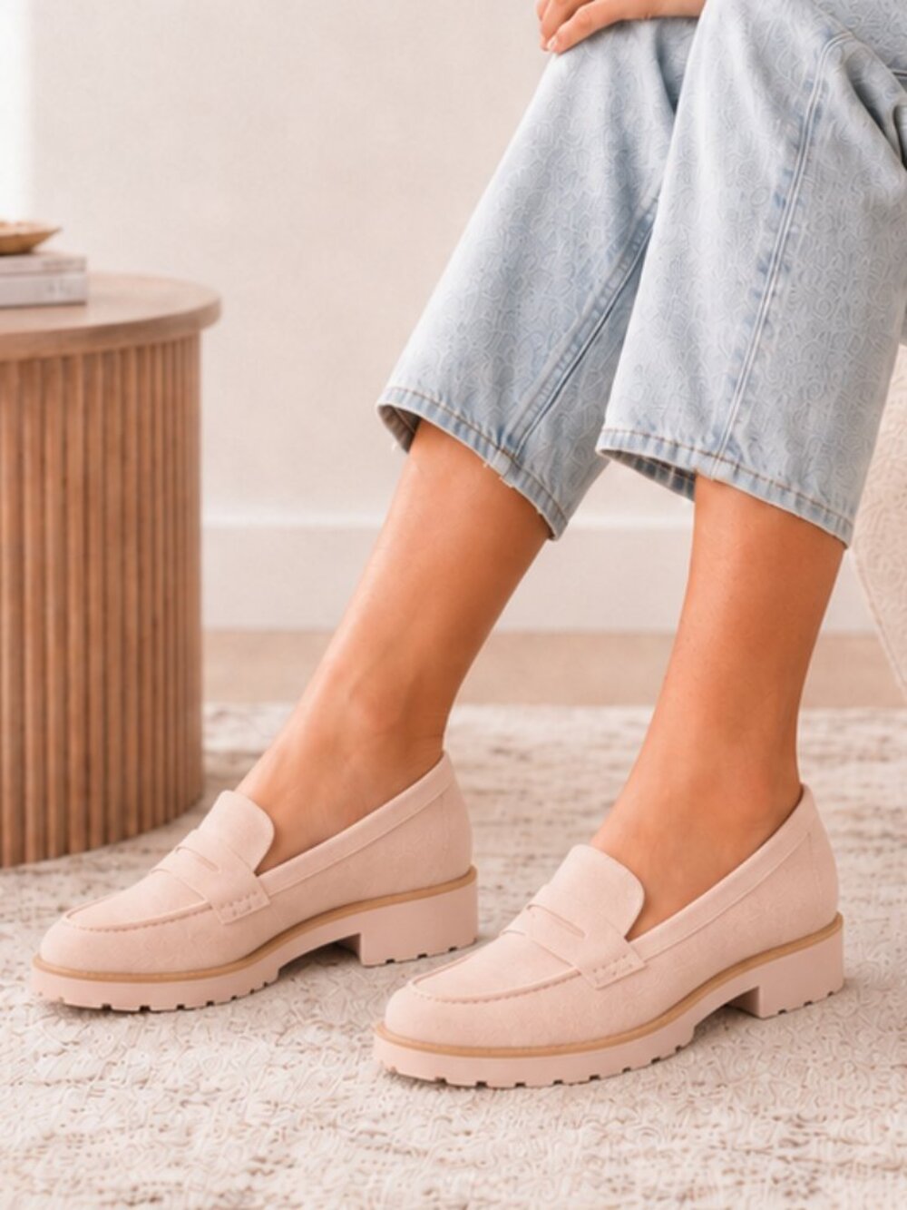 Cole Haan Geneva Cameo Rose Suede Lug Sole Penny Loafers Sz 10 NWOT